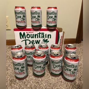 Mountain Dew Throwback Hillbilly Real Sugar 12 Pack Box W/Empty Cans 2011 Exp